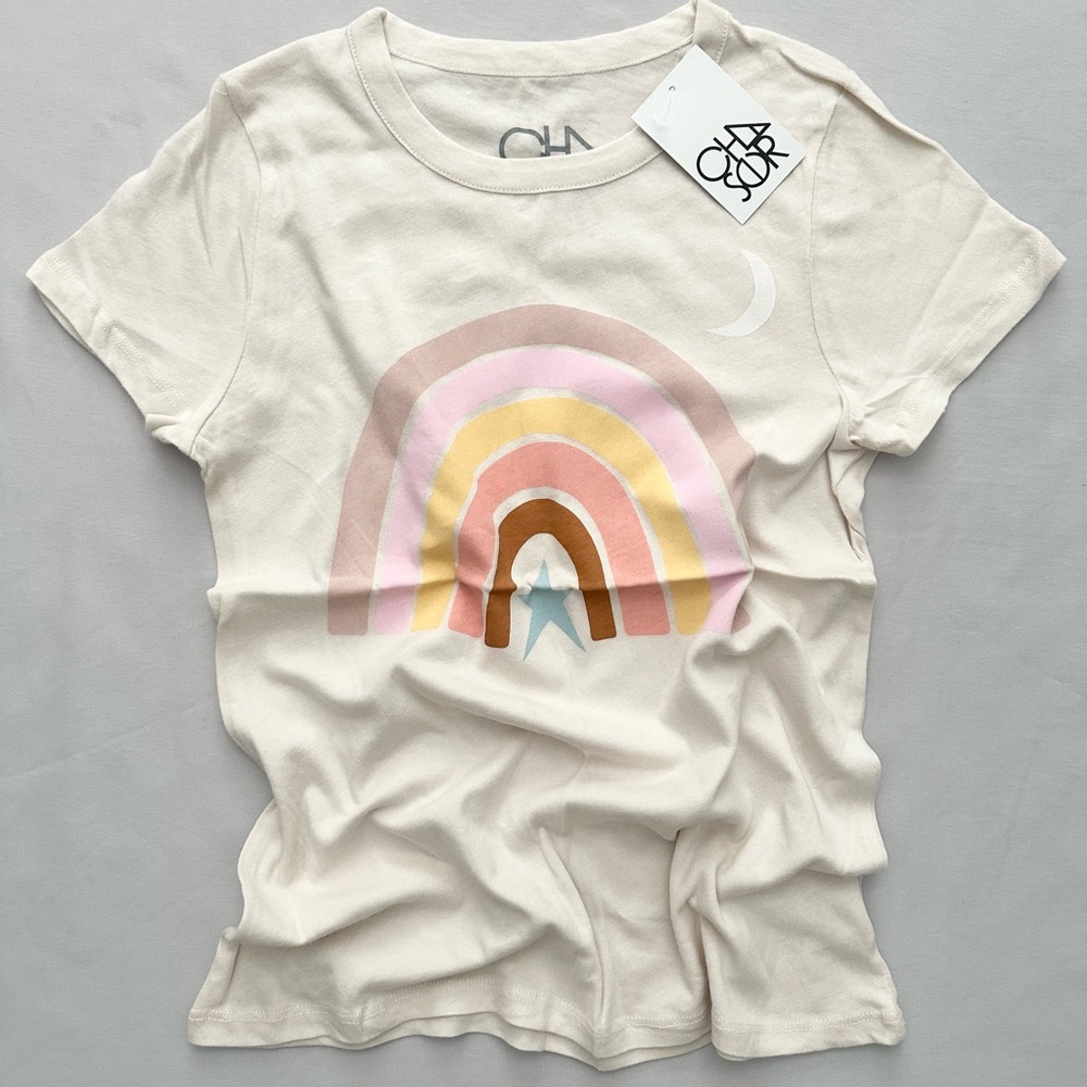Chaser Women Cream Rainbow Moonshine Graphic Tee M, L